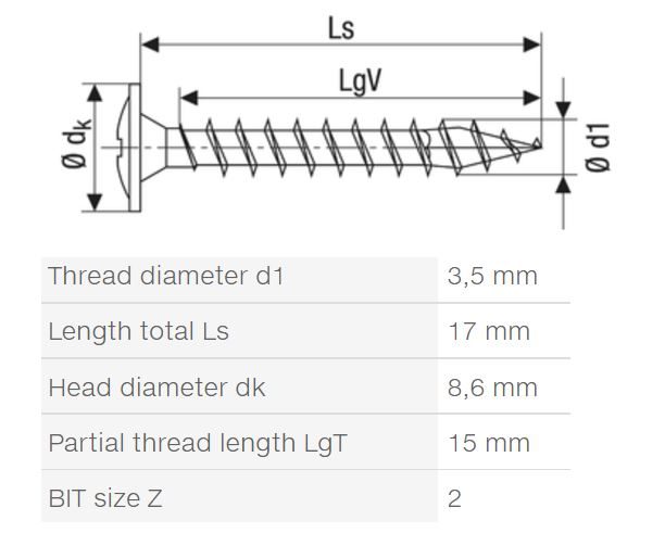 SPAX vrut 3,5x17mm čočkovitá hlava s límcem PZ 4C MH