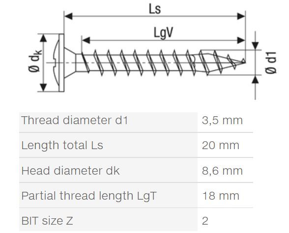 SPAX vrut 3,5x20mm čočkovitá hlava s límcem PZ 4C MH