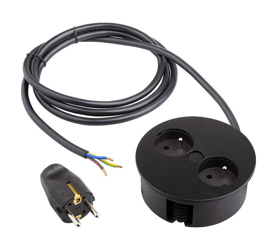 BACHMANN 931.152 elektrická zásuvka Twist, 2x 230V Francouzská, černá mat