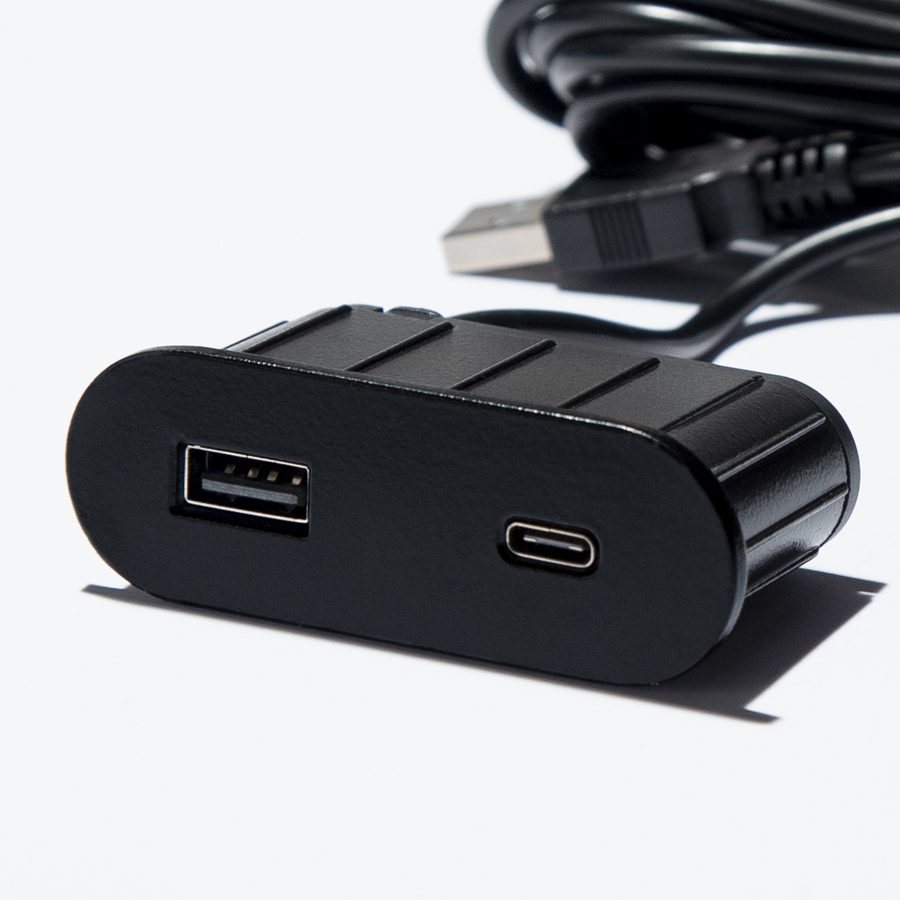 VersaPick nabíječka, 1x USB A/C, ovál, černá mat