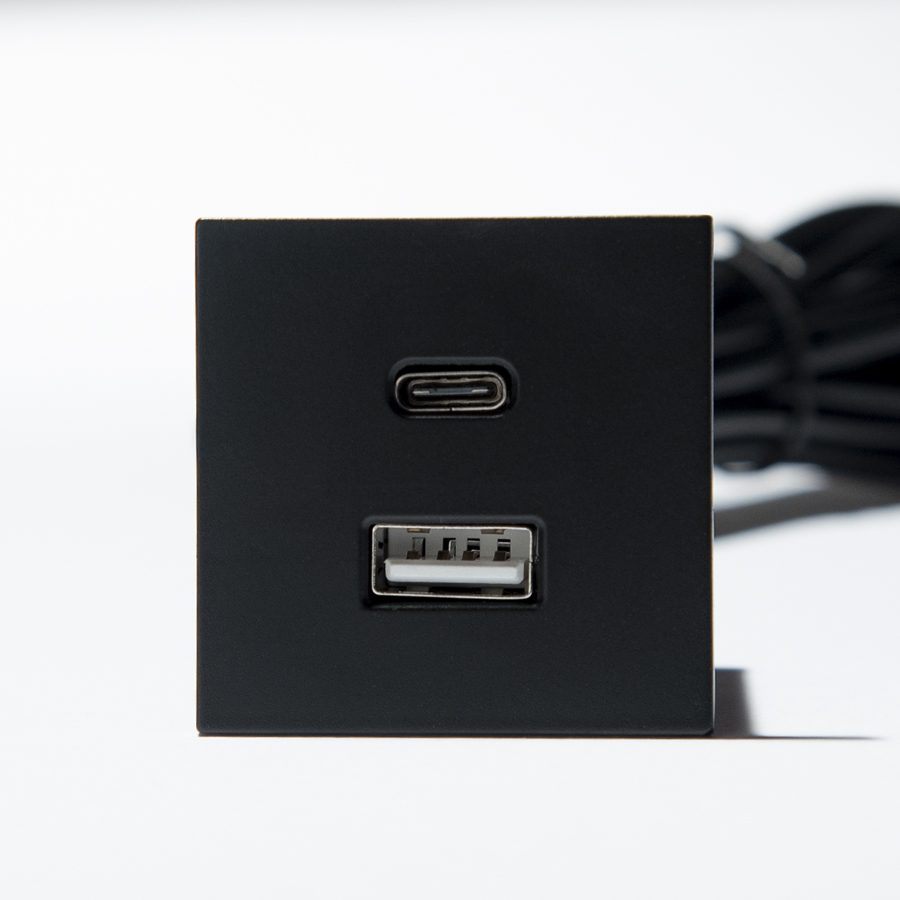 VersaPick nabíječka, 1x USB A/C, čtverec, černá mat