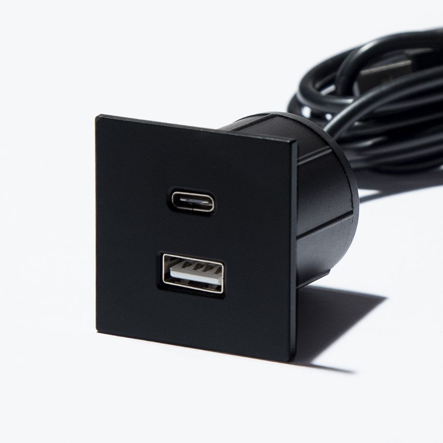 VersaPick nabíječka, 1x USB A/C, čtverec, černá mat