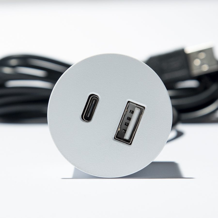 VersaPick nabíječka, 1x USB A/C, kulatý, bílá mat RAL 9003