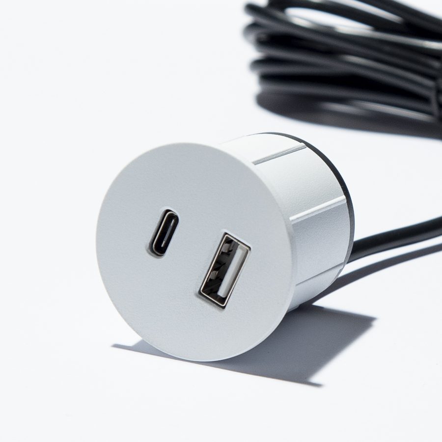 VersaPick nabíječka, 1x USB A/C, kulatý, bílá mat RAL 9003