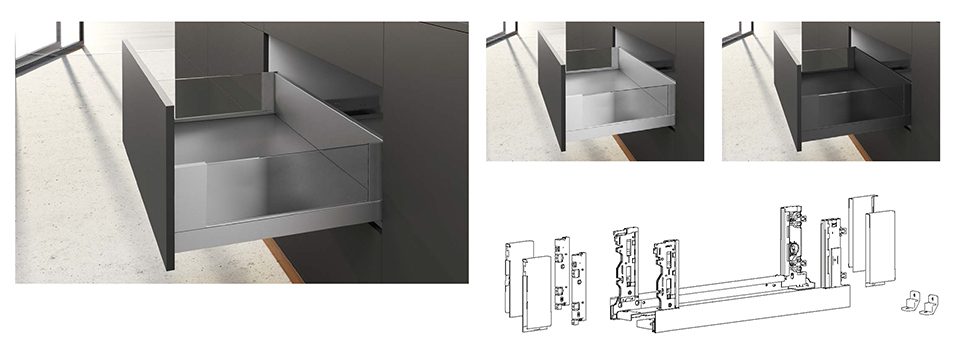 HETTICH 9257176 AvanTech You sada držáků pro individuální materiál 187/500 stříb