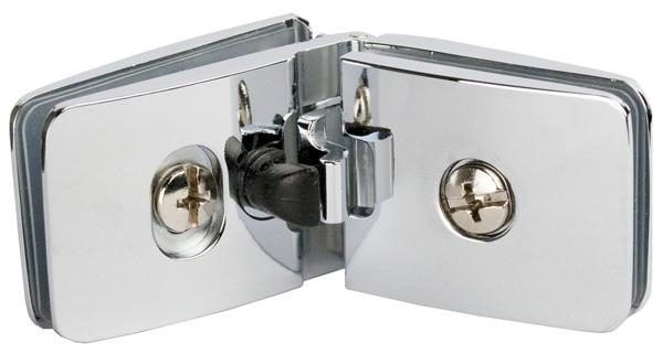 SISO závěs See-Me, 180°, dveře sklo, korpus sklo/DTDL, vrtání skla 10mm, chrom