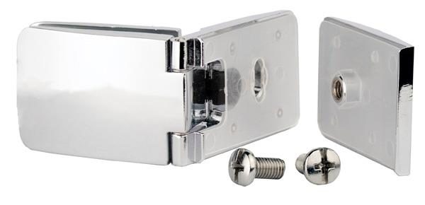 SISO závěs See-Me, 180°, dveře sklo, korpus sklo/DTDL, vrtání skla 10mm, chrom