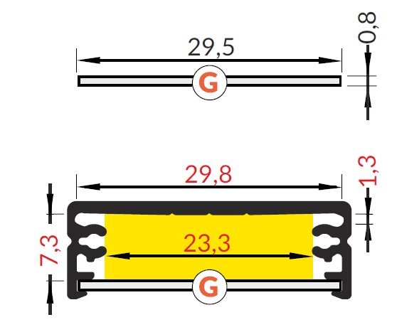 StrongLumio krycí lišta G k profilu Wide 24 naklapávací/násuvná 2000mm mléčná