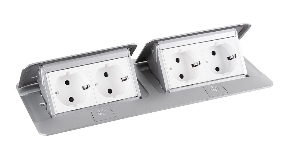 LEGRAND Pop-up dvojitá, 4x 230V, hliník, schuko