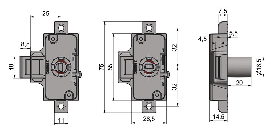 K-LEHMANN zámek trojcestný 750-25 1000mm