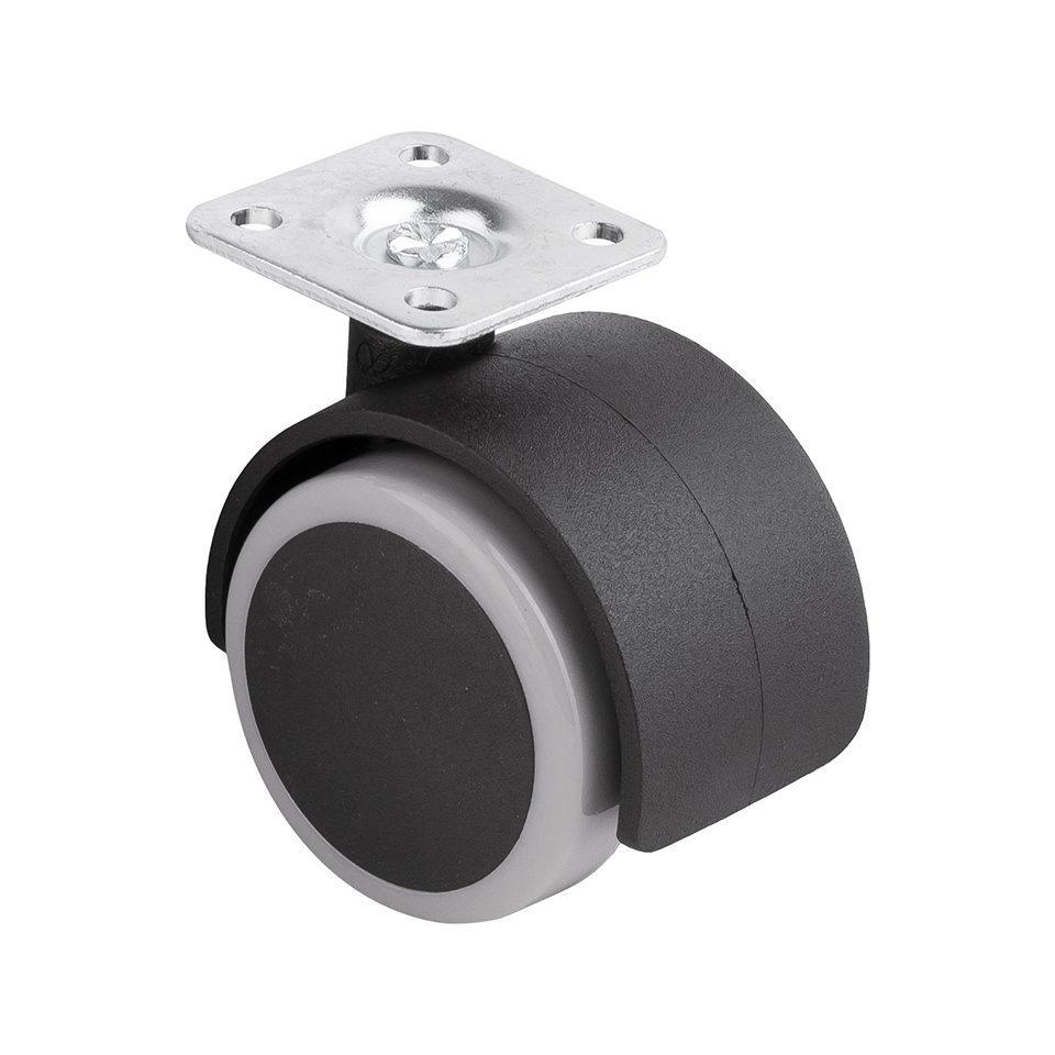 StrongCastors kolečko s měkčeným běhounem průměr 50mm s plotničkou šedá