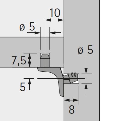 HETTICH 19557 podpěra Sekura 1.1, 5 mm, niklováno