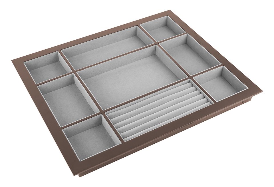 StrongWire organizér na šperky, s rámem a tlumeným výsuvem, 600mm, hnědý