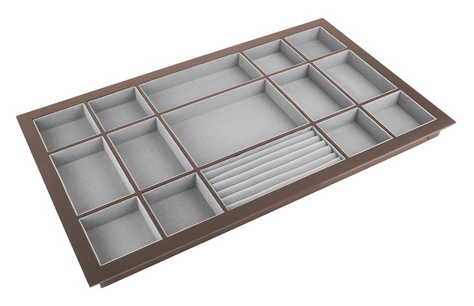 StrongWire organizér na šperky, s rámem a tlumeným výsuvem, 800mm, hnědý