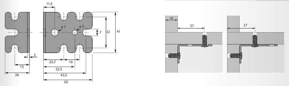 HETTICH 24832 Spojovací úhelník 32 mm