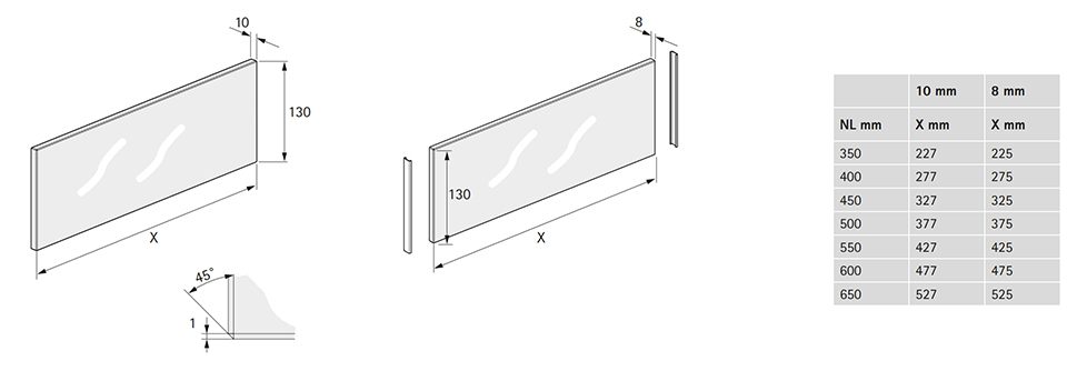 HETTICH 9257175 AvanTech You sada držáků pro individuální materiál 187/450 stříb