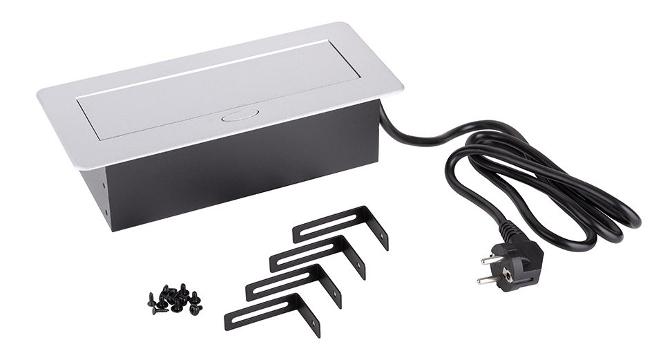 StrongPower Elektrická zásuvka 3x 230V, Francouzská, stříbrná
