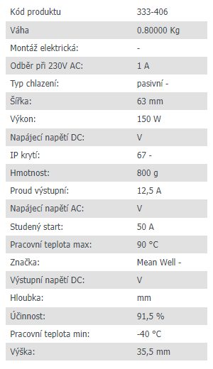 MEAN WELL napájecí zdroj XLG-150-12-A, 12V, 150W, IP67