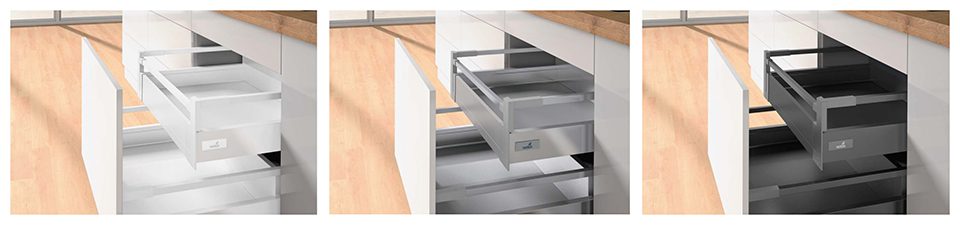 K-HETTICH Atira vnitřní zásuvka 144, 420mm/30kg, relingy, stříbrná, SiSy