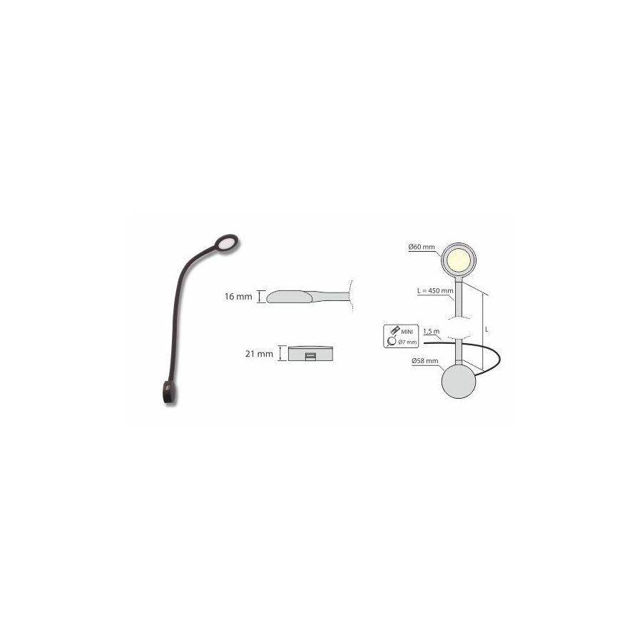 LED lampička Modus Touch USB 12V 2W teplá bílá, černá