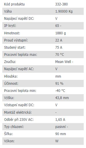MEAN WELL napájecí zdroj HLG-320H-12-A, 12V, 264W, IP67