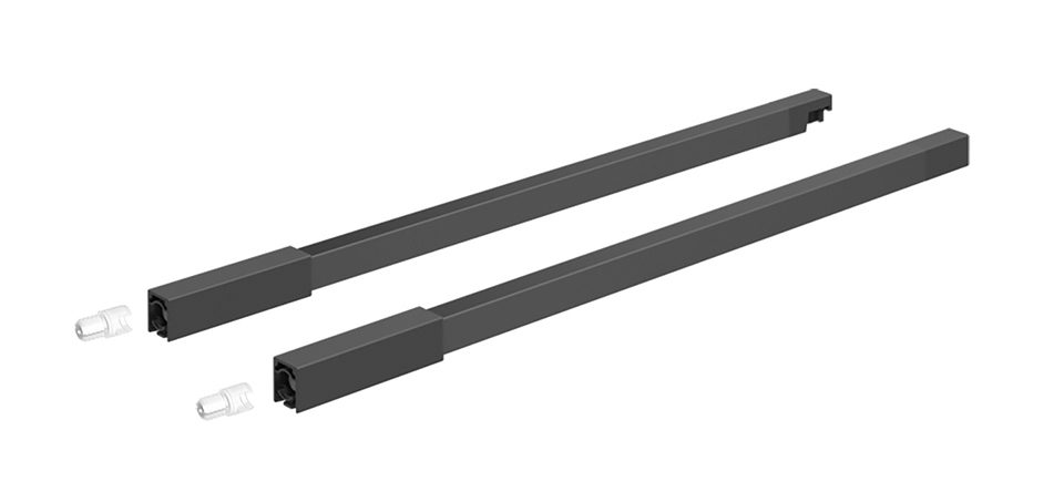 K-HETTICH Atira horní reling, 420mm, pár, hmoždinka, antracit