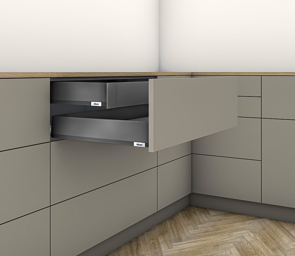 K-BLUM Merivobox, zásuvka M 500mm/40kg, tmavě šedá OG, vnitřní