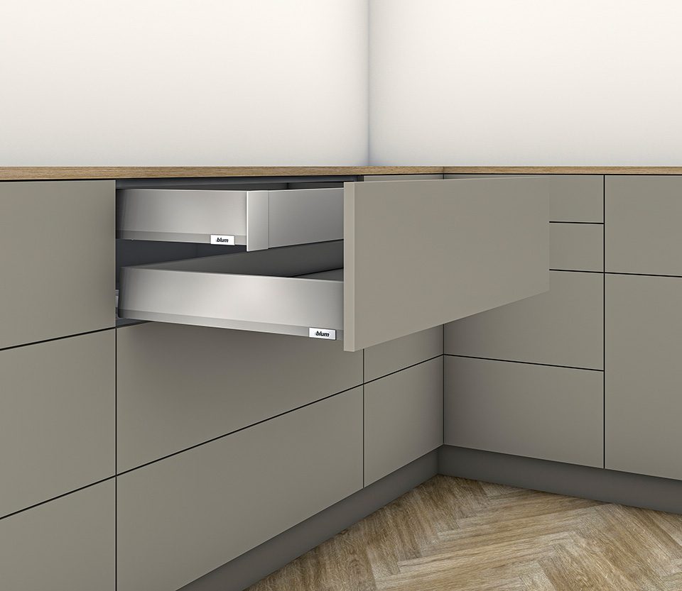 K-BLUM Merivobox, zásuvka M 600mm/40kg, světle šedá IG, vnitřní