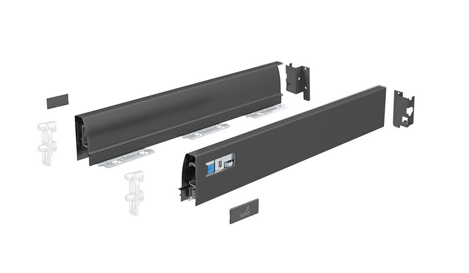 HETTICH 9307089 Atira sada bočnic úplná, 54/470mm, antracit