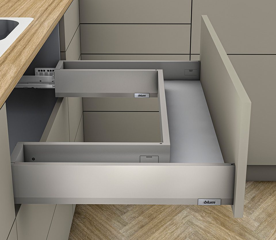 K-BLUM Merivobox, zásuvka M 600mm/40kg, světle šedá IG, Inserta, dřez