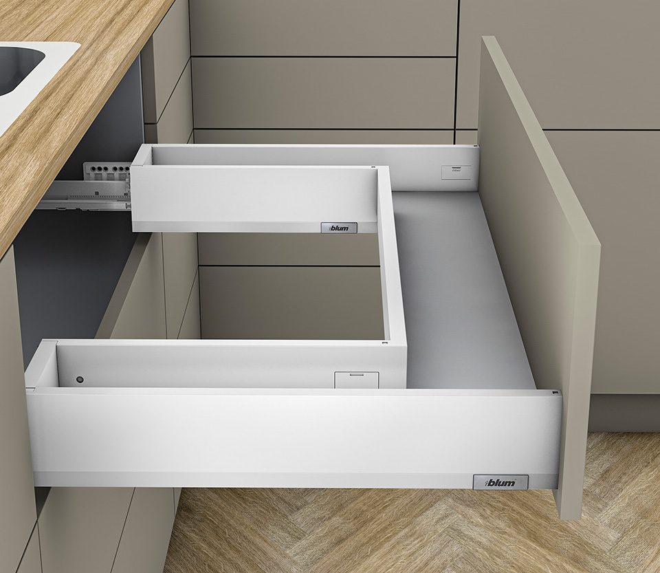 K-BLUM Merivobox, zásuvka M 600mm/40kg, bílá, vrut, dřez