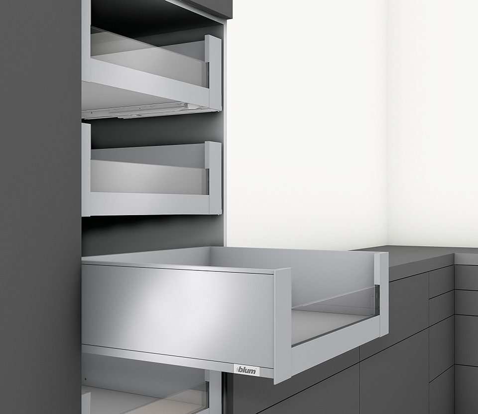 K-BLUM Legrabox, zásuvka C pure 450mm/70kg, Tip-on, černá, vnitřní, sklo