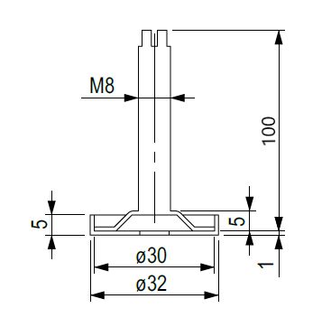 HETTICH 9318261 seřizovací soklový šroub, M8, 100 mm