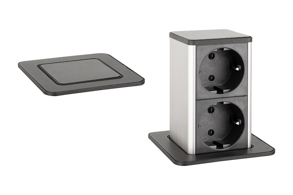 StrongPower PowerUp zásuvka, 2x230V, Schuko, černá