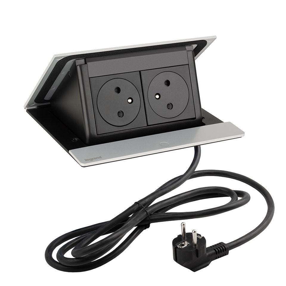 LEGRAND elektrická zásuvka PopUp, 2x 230V FR, eloxovaný hliník