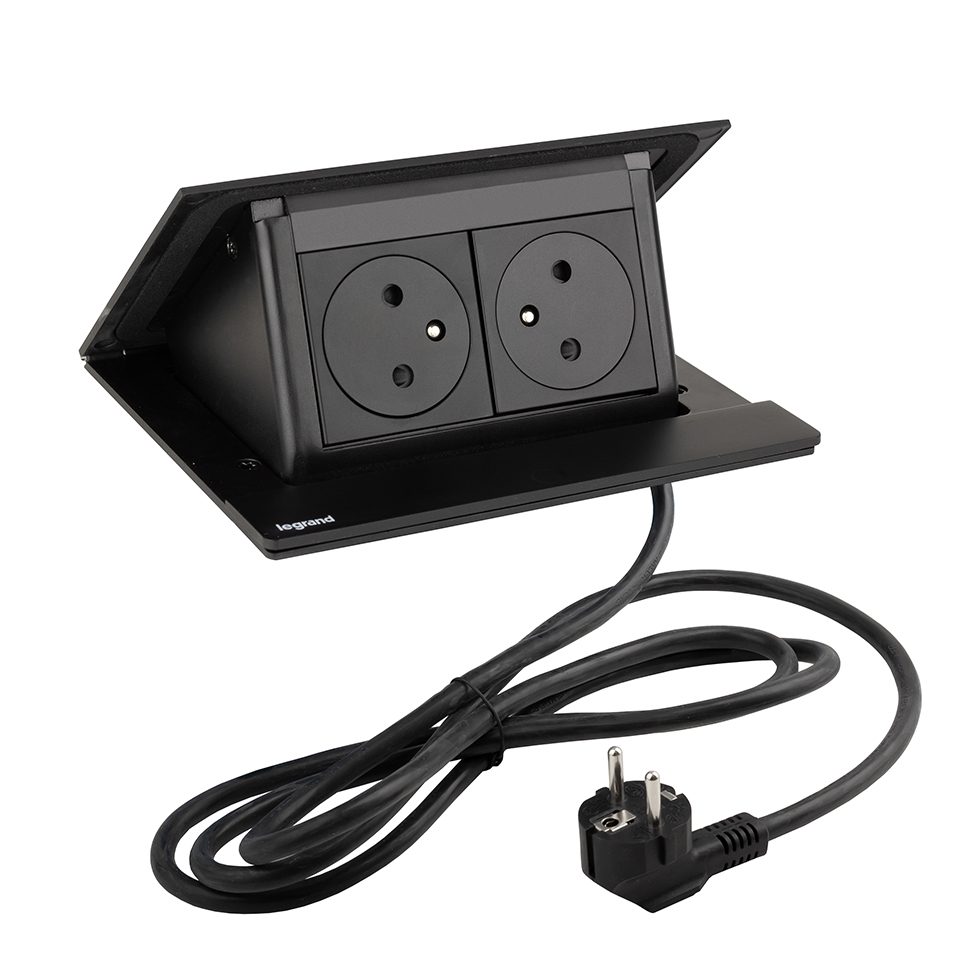 LEGRAND elektrická zásuvka PopUp, 2x 230V FR, černá matná