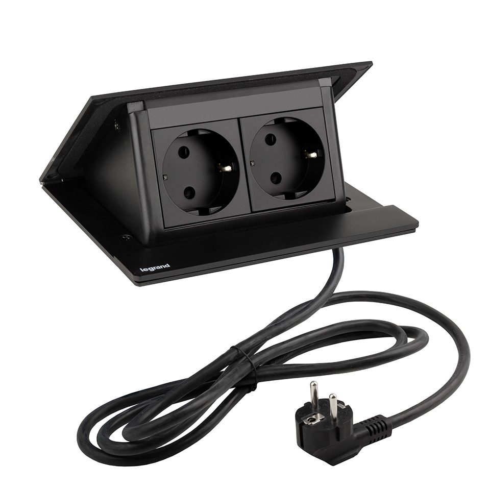 LEGRAND elektrická zásuvka PopUp, 1x 230V Schuko, USB A+C nabíječka, černá matná