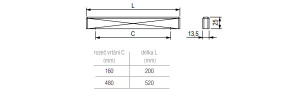 TULIP Úchytka Lines 480 dub lakovaný