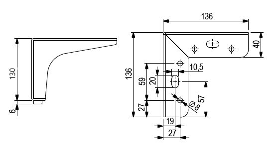 StrongLegs nábytková noha FS003 130mm imitace nerezi