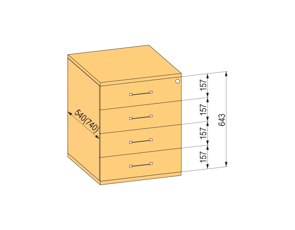 K-BBP kontejner 740/392 mm typ 8 plast částečný výsuv tlumený dotah