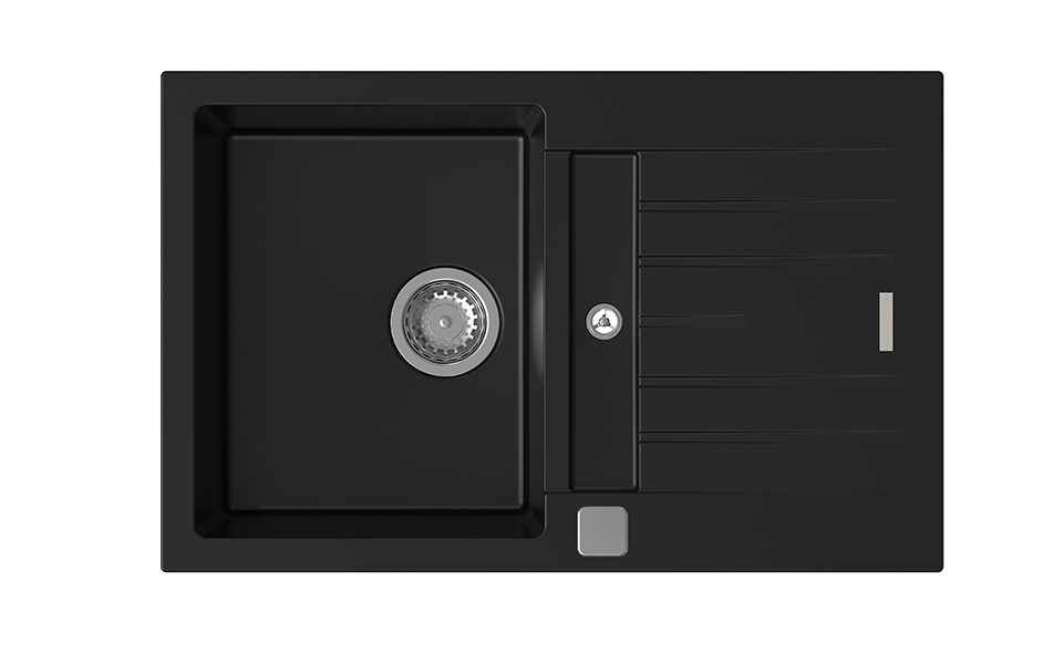 StrongSinks S3 Dřez granit Vardar 780 780x500mm s odkapem a vaničkou černá