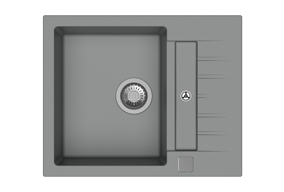 StrongSinks S3 Dřez granit Vardar 615 615x500mm s odkapem a vaničkou šedá