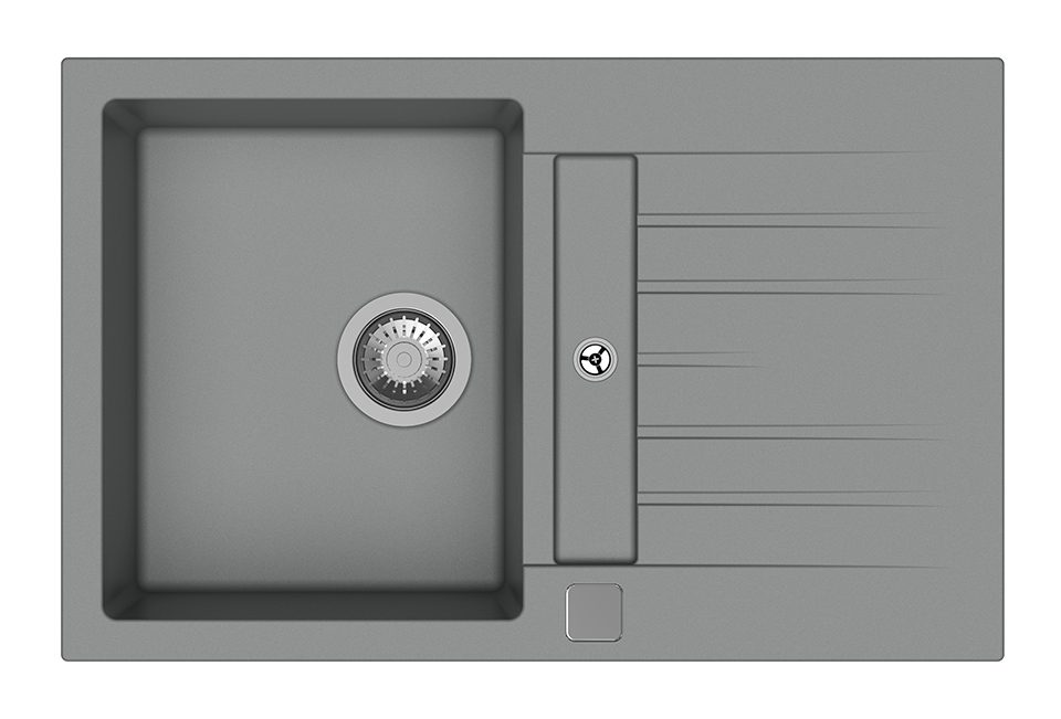 StrongSinks S3 Dřez granit Vardar 780 780x500mm s odkapem a vaničkou šedá