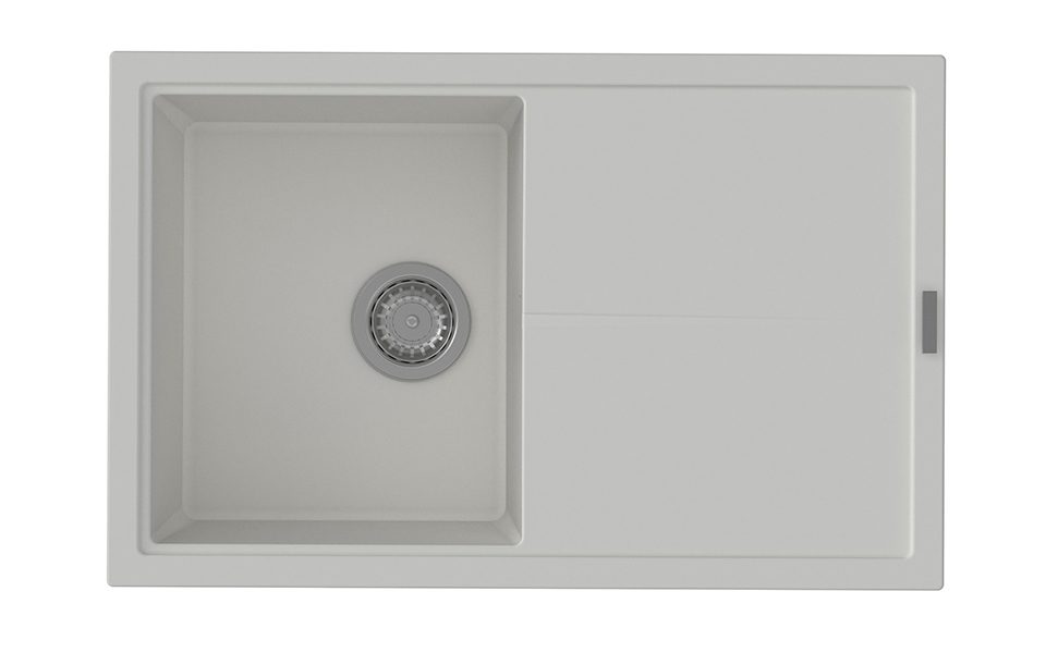 StrongSinks S3 Dřez granit Labe 780 780x500mm s odkapem bílá