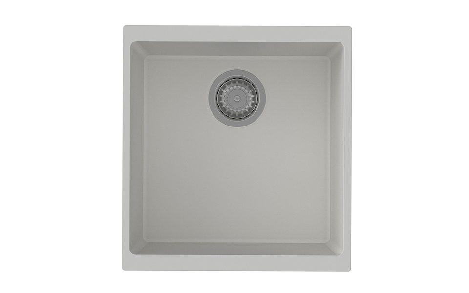 StrongSinks S3 Dřez granit Hron 430 430x460mm bez odkapu bílá