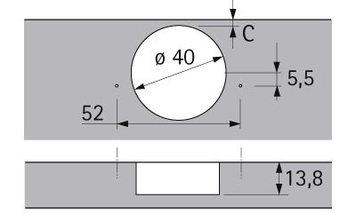 HETTICH 9155242 Intermat závěs dveře 43mm polonaložený 95° TH 40mm vrut pružina