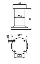 StrongLegs nábytková noha FS001 80Rmm chrom matný