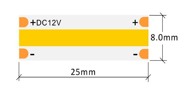 StrongLumio LED pásek COB 12V 10W/m (480 LED/m) 8mm, bílá teplá