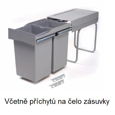 GOLLINUCCI Sorter Linea 222DM na dvířko 300mm 2x14l šedá