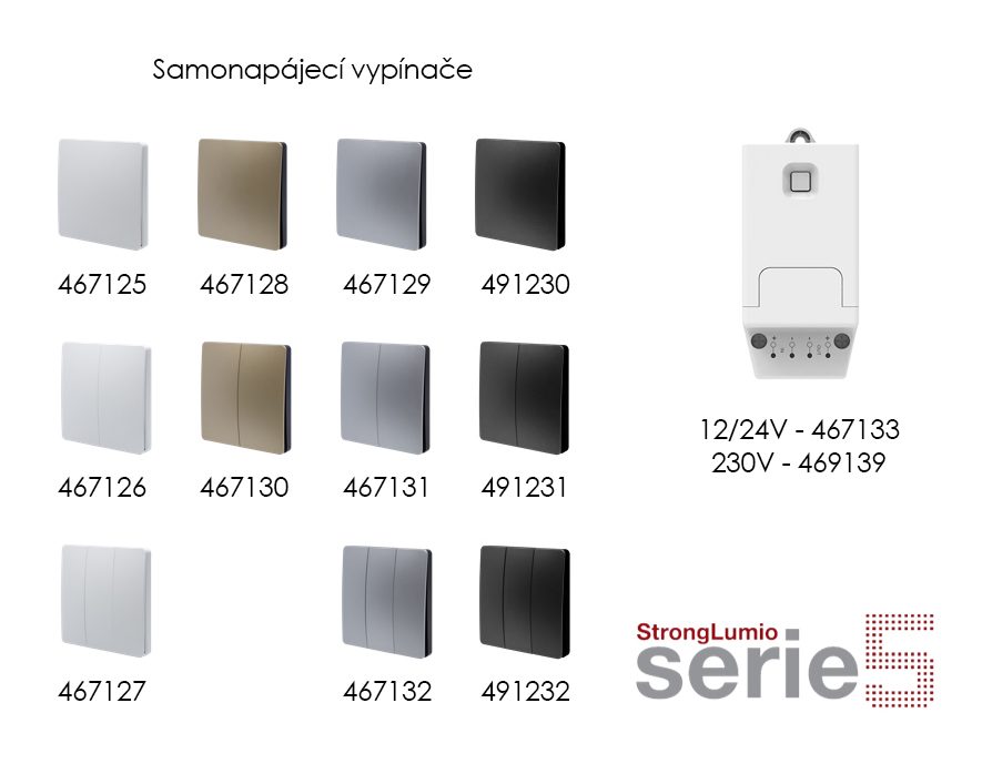 StrongLumio bezdrátový vypínač samonapájecí - 1 tlačítko stříbrná